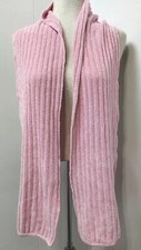 Pink Chenille Scarf Ribbed Knit 72"x8.5" Rectangular Lightweight Bubblegum Pink