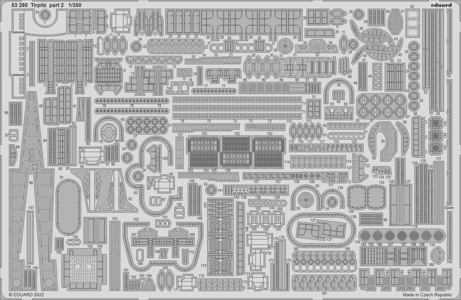 Eduard 53280 Tirpitz part 2 kit de photodécoupe 1/350 en laiton