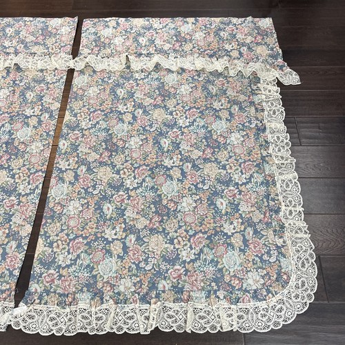 Vintage JCPenney Curtain Drape Valance Set Lace Ruffle Floral Rose 40”x65” - Picture 10 of 14