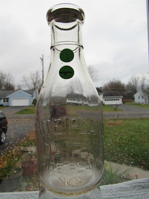 TREQ Milk Bottle White Plains Dairy Hustis Milk White Plains NY WESTCHESTER CO