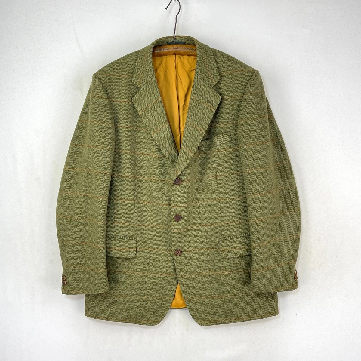 Veste Tweed Magee Homme – 40R, Vert, Motif Dogtooth, Style Country, Occasion