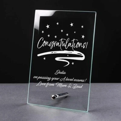 Personalised Congratulations Sentiment Gift Glass Plaque GP42