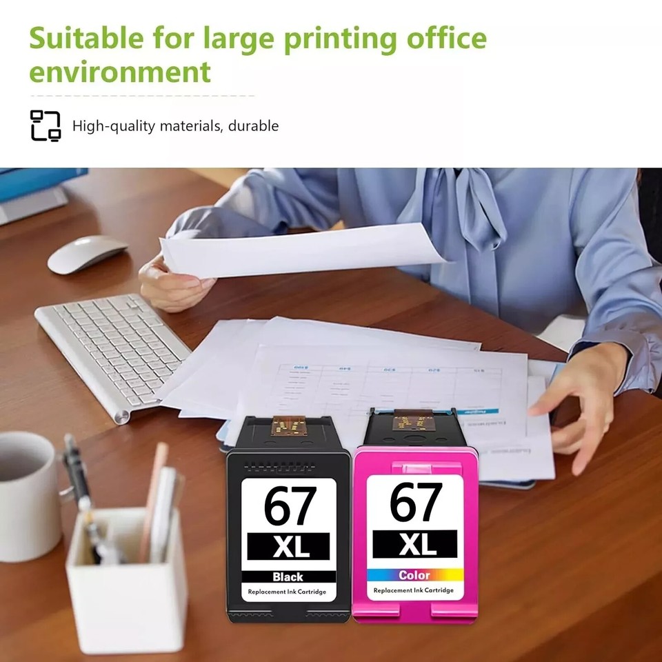 67 XL Ink 67XL Replacement for HP 67 Ink Cartridge Black Color Deskjet ...