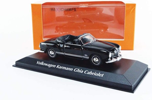 VW Karmann Ghia Cabriolet 1955 Schwarz Maxichamps 940051030 1:43 Metall Modell-image