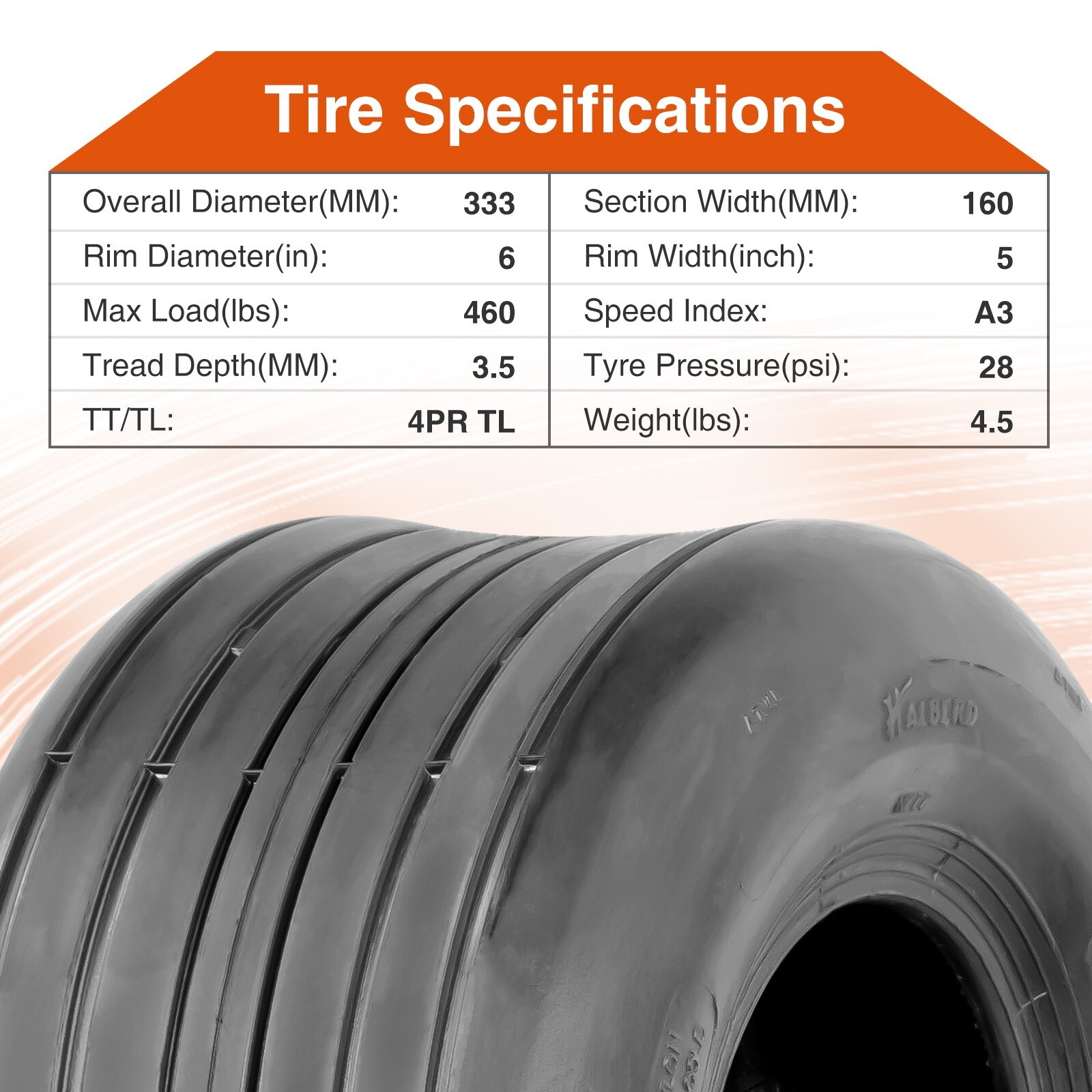 Hi-Run Smooth 13x6.50-6 Flat Free Zero-Turn Lawn Mower Tire & Wheel Assembly Hi-Run Smooth 13x6.50-6 Flat Free Zero-Turn Lawn Mower Tire & Wheel Assembly