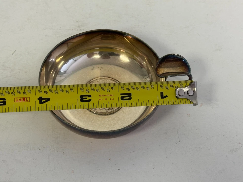 VICTORIA WINE TASTING CUP SILVER Plate Stamped - w/Coin 1940 ONE PENNY France - Image 3 of 4