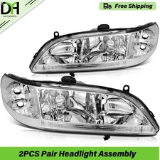 Pair Chrome Headlights & Corner Turn Signal Lights For 1998-2002 Honda Accord