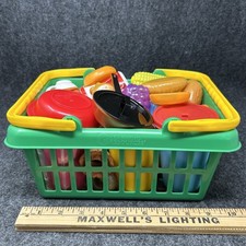 Plastic Play Food Set 80 Pc Basket Burgers Fries Hot Dogs Dishes  Accessories