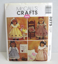 McCall's 3275 Doll Clothing Craft Projects Pattern for 18" 46cm Doll Uncut
