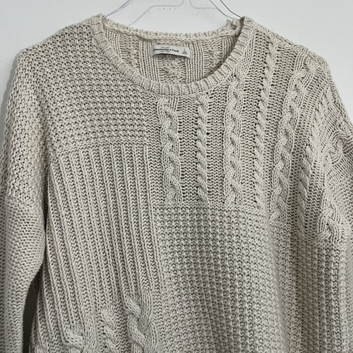 Suéter Tejido con Cable Abercrombie & Fitch Talla L Cuello Redondo Beige Cottagecore Otoño - Imagen 5 de 23