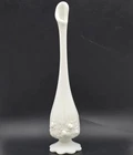 Fenton Cabbage Rose White Milk Glass Flower Footed Bud Swung Vase 11¾”