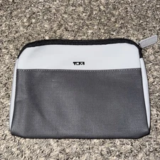 TUMI for Delta Small Grey Zip Pouch Cosmetic Travel Toiletry Bag