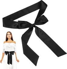 Adjustable Black Bow Belt for Women - Stylish Waist Sash 180cm