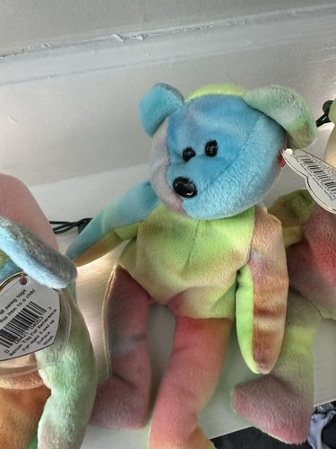 Tie Dye Soft Toy Beanie Babies; Garcia, Peace ☮️ 2x PVC Pellets, Groovy PE pell - Picture 9 of 13