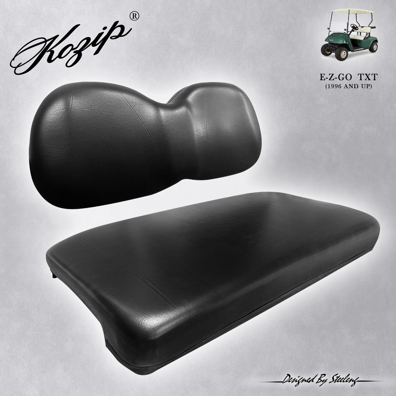 Cart Front Seat And Backrest Cushion Set  (black)