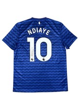 VERY RARE ILLIMAN NDIAYE HAND SIGNED EVERTON SHIRT *EXACT PROOF & COA*