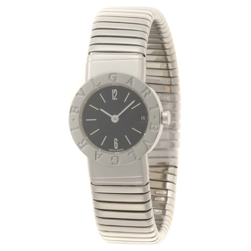 Bvlgari Tubogas No Logo BB232TS Stainless Steel 23mm Black Dial Quartz #DW4025