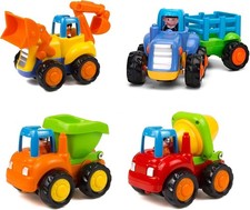 Yiosion Friction Powered Cars Push and Go Trucks Construction Vehicles Toys Set
