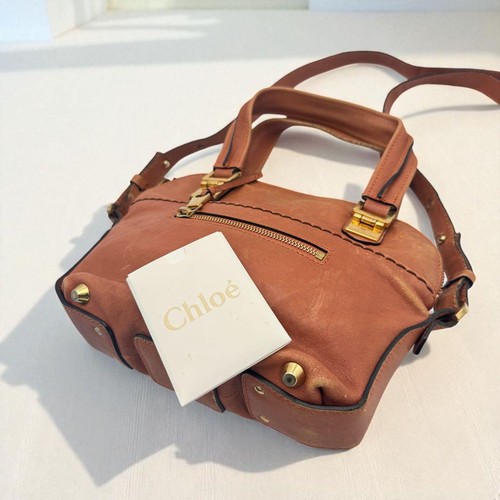 Chloe Leather Shoulder Bag Vintage Brown 2Way Shoulder Bag From Japan