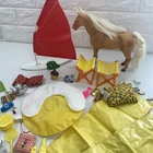lot of Vintage Barbie Doll Accessories Horse Surf Board Sleeping Bag Chair
