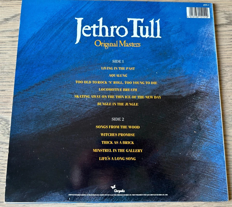 JETHRO TULL ORIGINAL MASTERS LP CHRYSALIS (1985) EX- ROCK UK - Image 3 of 4