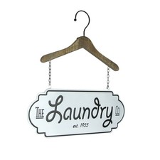 The Laundry Co. Vintage Look Hand Painted Metal and Wood Sign Wall Hanging