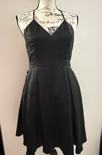 New Lulus Black Satin Skater Dress Little Black Dress M NWT Medium Lined