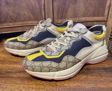 Zapatilla deportiva Gucci Rhyton Jacquard GG monograma multicolor beige para hombre - talla 11+