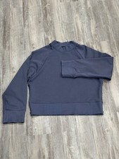 ON CLOUD Sweatshirt Crew Neck Blue Medium Zipper Sides Cropped Athleisure U731