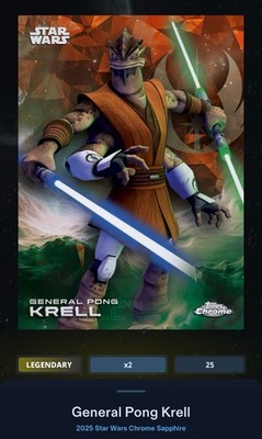 General Pong Krell Orange 25cc Legendary Star Wars Card Trader Chrome Sapphire