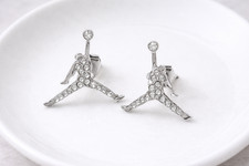 NEW MICHAEL JORDAN SILVER - PLATED PAIRS STUD EARRINGS JUMPMAN JUMP MAN