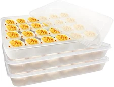 3Pack Egg Trays,Deviled Containers with Lid,Egg Container... 