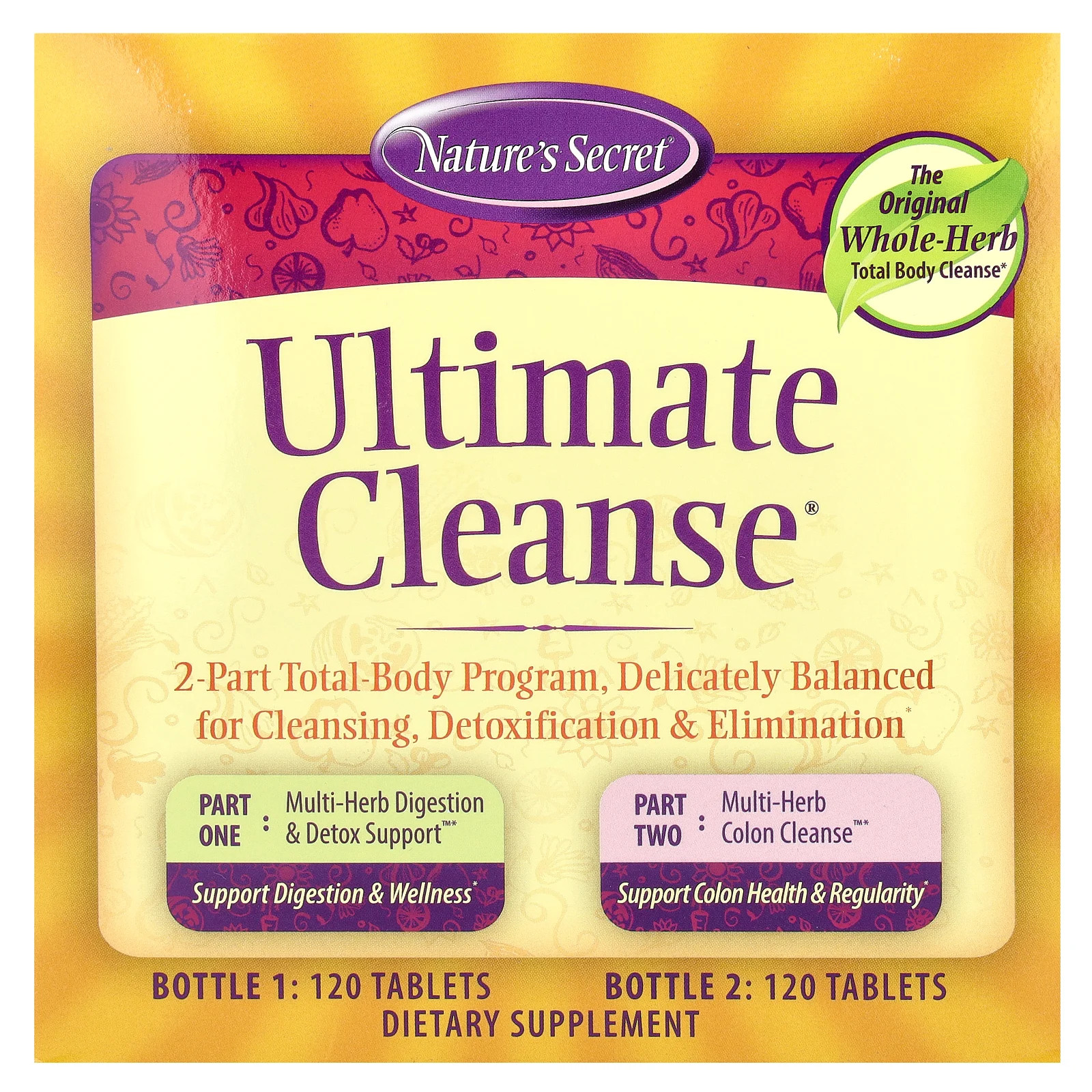 Ultimate Cleanse , 2 Part Total-Body Program, 2 Bottles, 120 Tablets Each