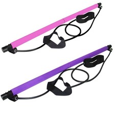 Pilates Stick Bar w/ Resistance Bands Foot Pedals Home Fitness Exercise for Wome