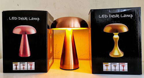 Gold LED Desk Lamp Touch Dimmable Rechargeable Portable Dome Shade 300lm