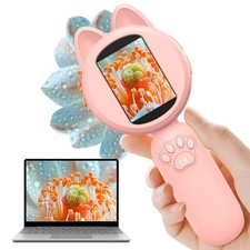 100X Handheld Microscope with 2" LCD Screen, Magnifying Glass for Kids Pink