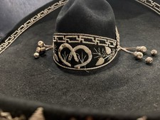 Vintage Mexican Charro Sombrero Gold Embroidered Hat Mexico