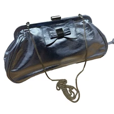 Mint Silver W/ Gold Accents Lulu Clutch Shoulder Purse 