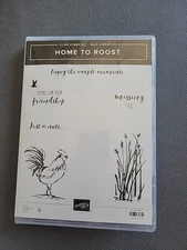Stampin Up Home To Roost Rubber Stamp Set Rooster Wild Grass Phrases In Case