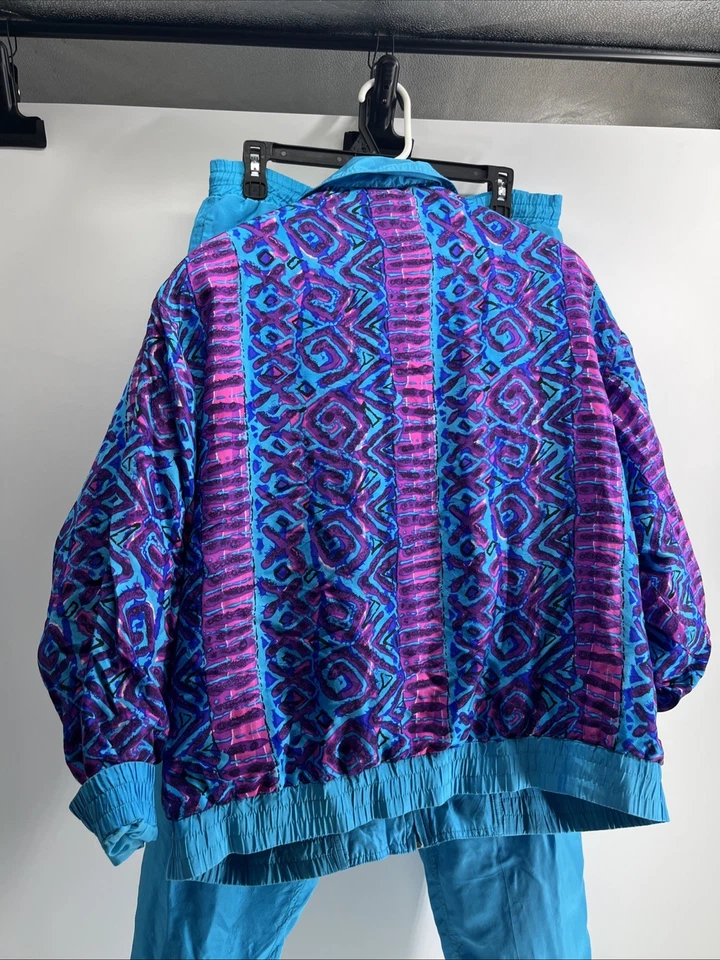 Traje de Correr Rompevientos De Colección Informal Isle Años 80 90 Cremallera Completa Nylon Talla S Púrpura Foto 3 de 4