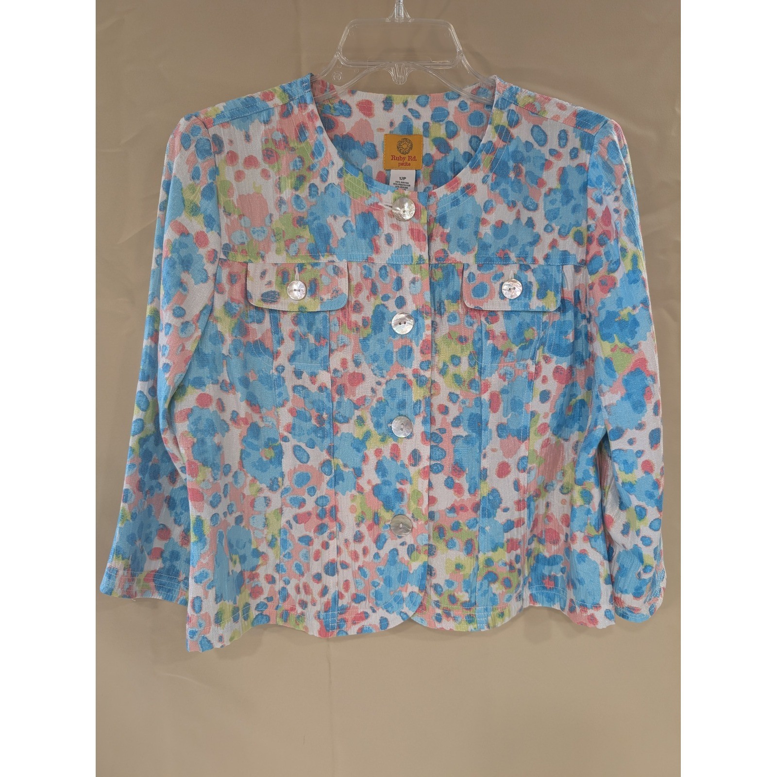 Ruby Rd. Petite Floral Button Front Jacket Career… - image 1