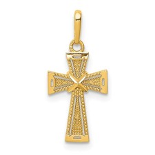 14k Yellow Gold Diamond-cut -X- Center Cross Pendant L-0.81 Inch, W-0.38 Inch
