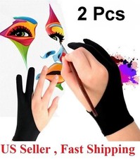 2x Artist Two-Finger Drawing Glove   Anti-Fouling Glove for Graphic Pen Tablets