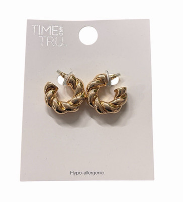 Time and Tru Women s Chunky Goldtone Twist Hoop Earrings- lightweight