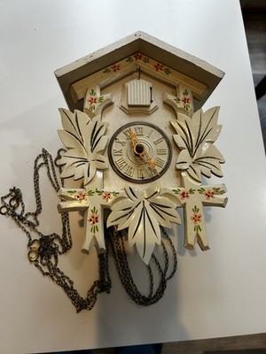 Vintage Hubert Herr Triberg Germany Cuckoo Clock White For Parts Only