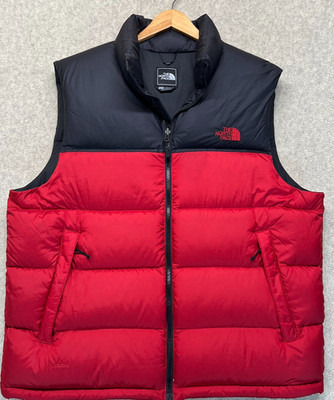 The North Face Mens  1996 Retro Nuptse Down Puffer Vest Red Full Zip Outdoor XL