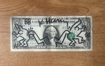 Doodle - Keith Haring - United States Treasury Bank Note - Hand Signed Signature