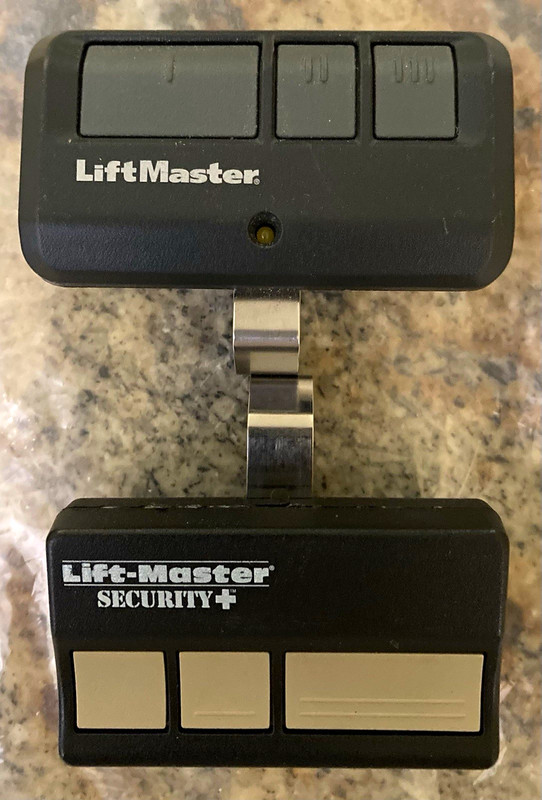 Two LiftMaster 893LM Security+ 3-Button Garage Door Remote 315MHz Black/Gray