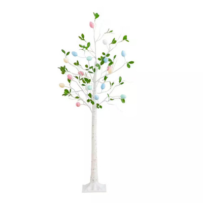 5 Ft. Pre-Lit Artificial Blooming Easter Egg Twig Tree with 72 Warm White LED Li