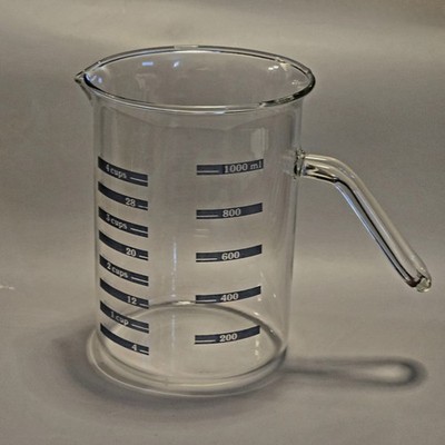 Borosilicate Glass Chemistry Lab Beaker Measuring Cup Pour Spout Handle 1000 ML